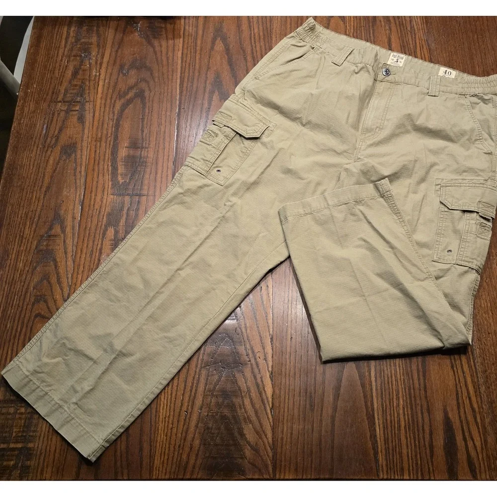 RedHead Mens Khaki Ripstop Cargo Pants 40x30‎ Elastic Waist 612RHF18-7410P